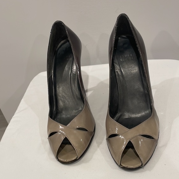 Stuart Weitzman Black/Gray Ombré Peep Toe heels size 9 - Picture 2 of 4